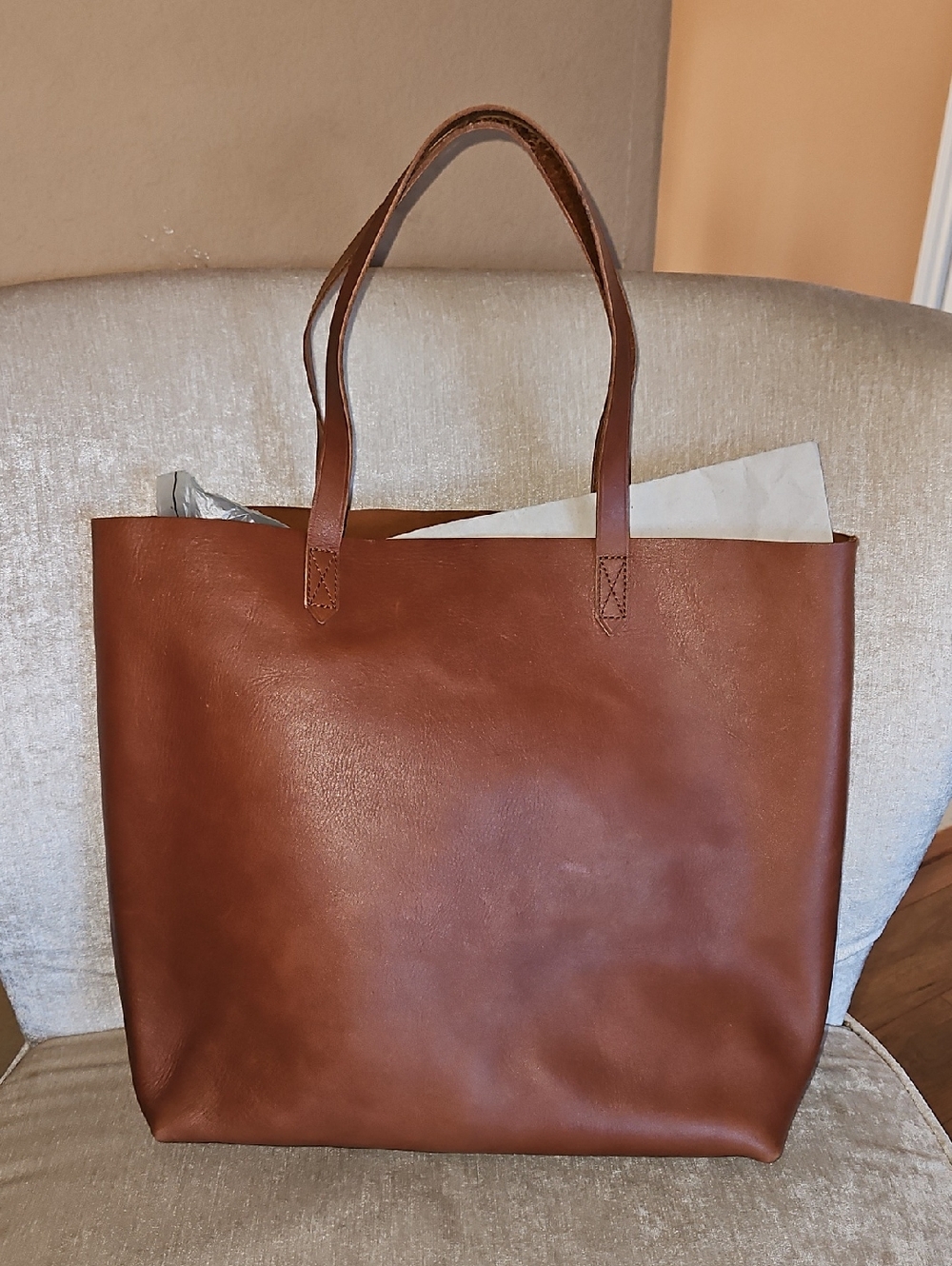 Madewell Tan Leather Tote with Interior Pouch